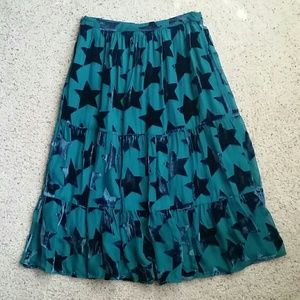 Teal Star Patterned Women's Skirt